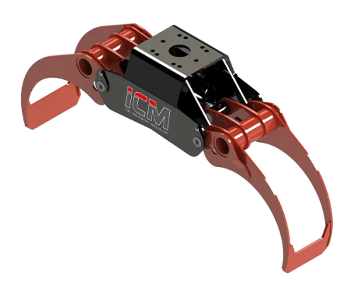 ICM bunching grapple - a traditional forestry style grapple for clamping onto logs.